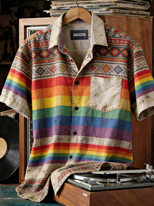 Men's Rainbow Art Print Casual Shirt