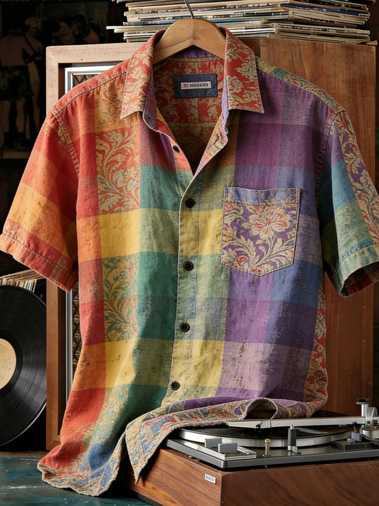 Men's Rainbow Art Print Casual Shirt