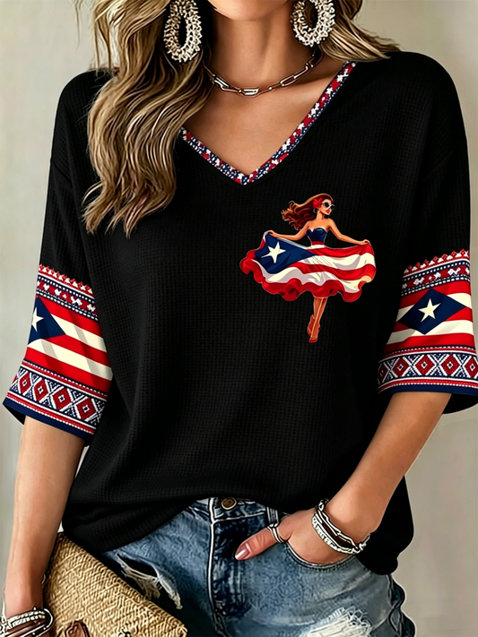 Women's Puerto Rico Printed Waffle T-shirt