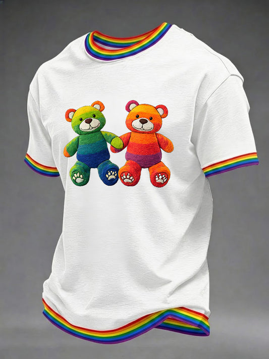 Men's Rainbow Bear Printed T-shirt