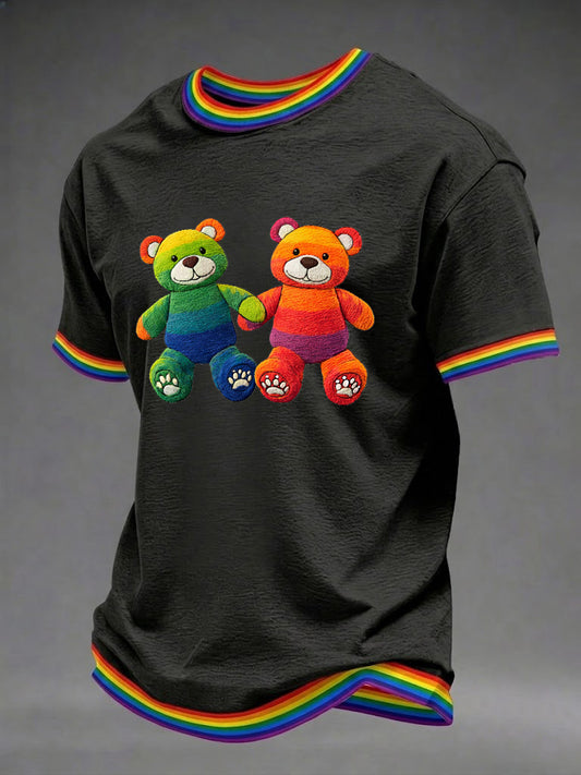 Men's Rainbow Bear Printed T-shirt