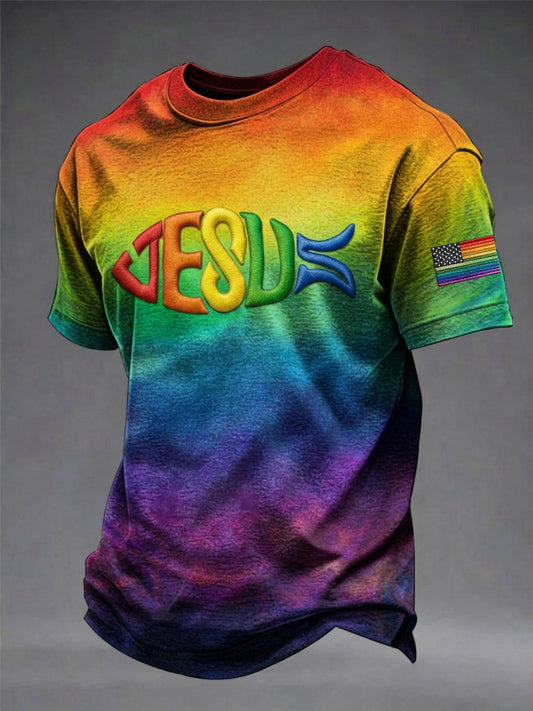 Men's Pride Month Rainbow Art  Short Sleeve T-Shirt