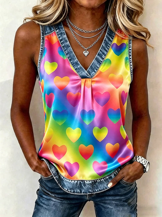 Women's Pride Month Rainbow Art  Printed Vest