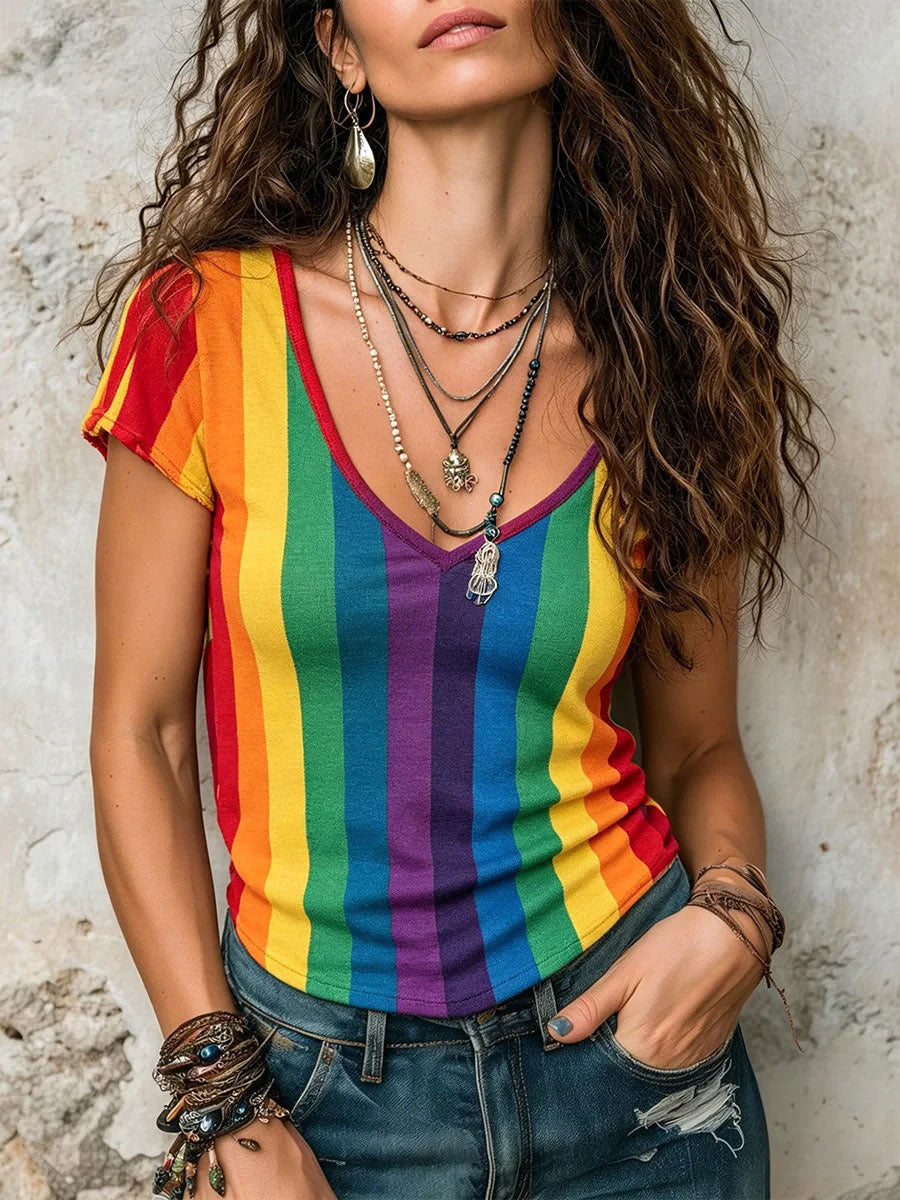 Women's Rainbow Art Casual T-Shirt
