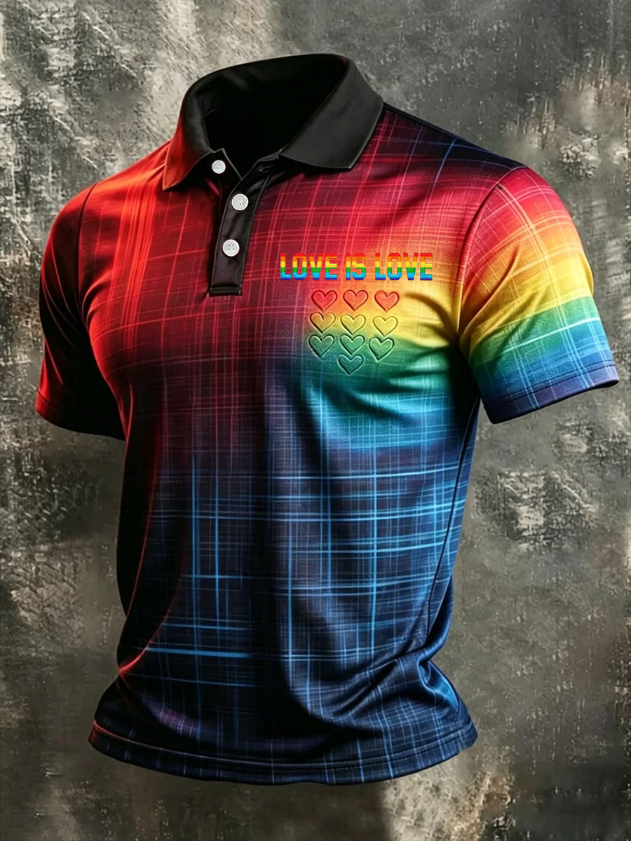 Men's Pride Month Love is Love Print Casual Top