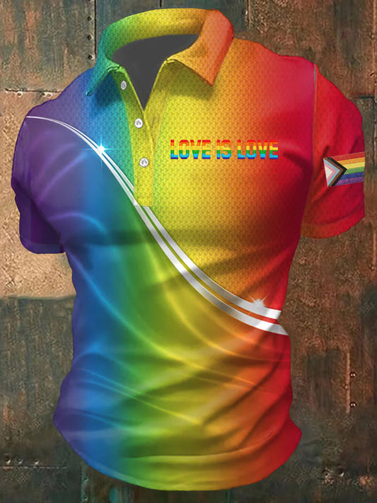Men's Pride Month Love is Love Print Casual Top