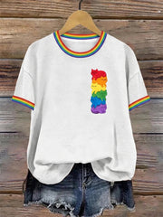 Women's Pride Month Cat Print T-shirt