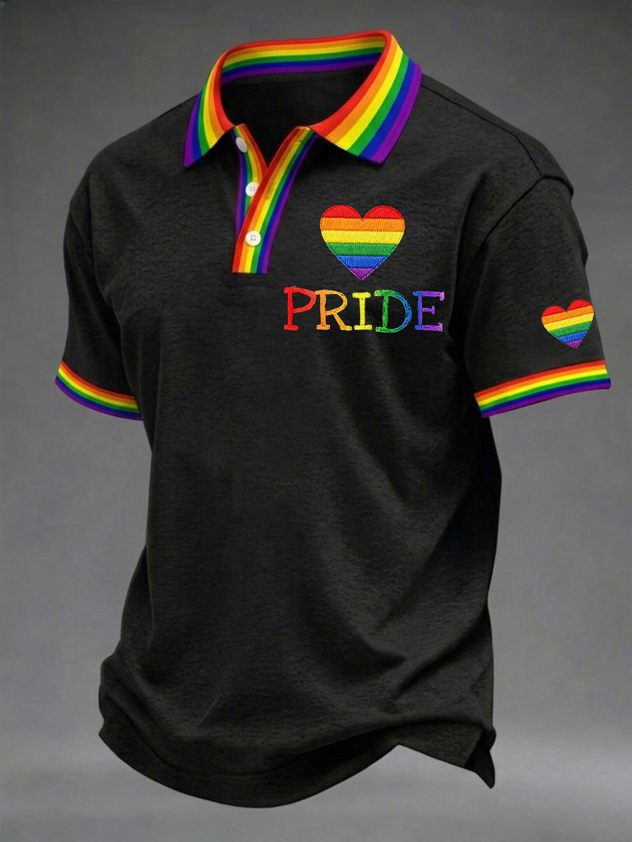 Men's Pride Month Rainbow Print Casual Polo