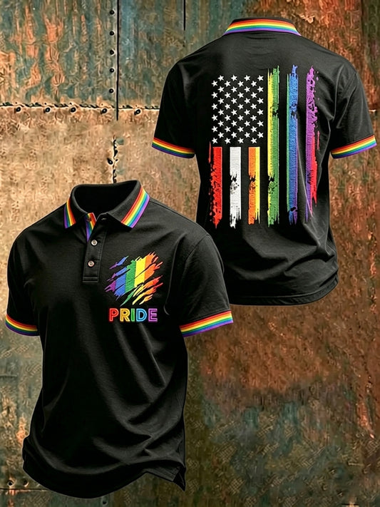 Men's LGBT Rainbow Month Rainbow Art Print Short Sleeve Top