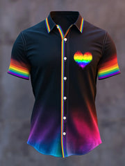 Men's LGBTQ Pride Month Rainbow Print Casual Short Sleeve Shirt