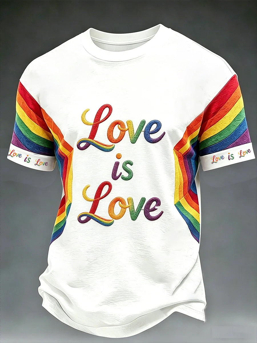 Men's Pride Month 'Love is Love' Printed Short Sleeve T-shirt