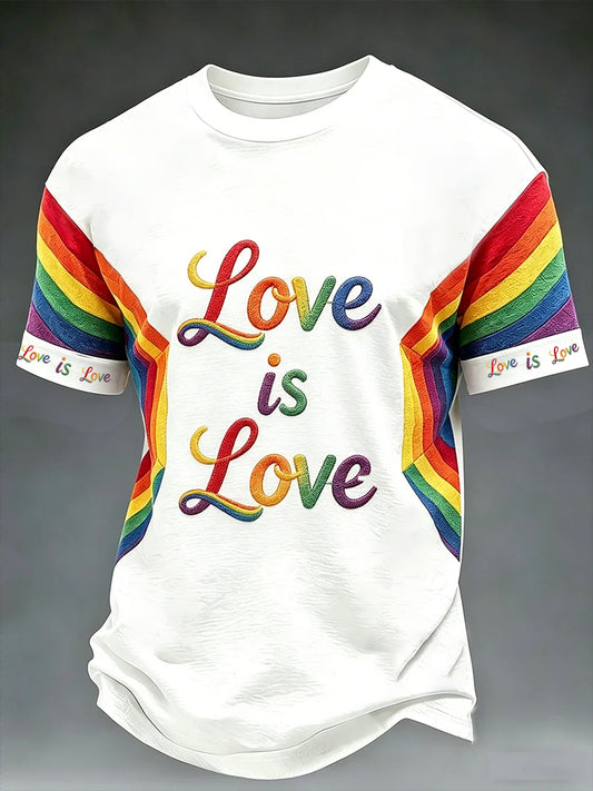 Men's Pride Month 'Love is Love' Printed Short Sleeve T-shirt