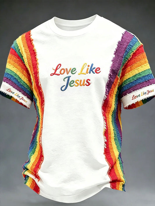 Men's Pride Month 'Love Like Jesus' Printed Short Sleeve T-shirt