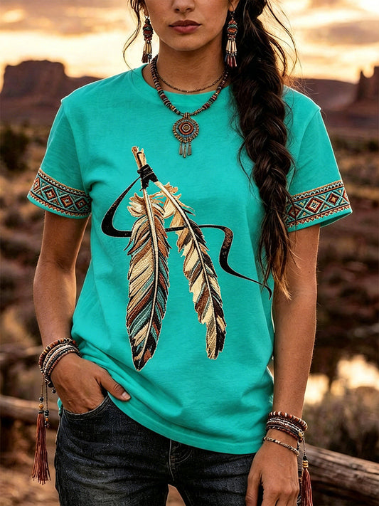 Women's Feather Print T-Shirt