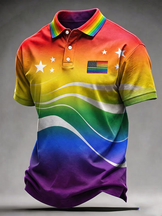 Men's Pride Month Rainbow Art  Short Sleeve Top