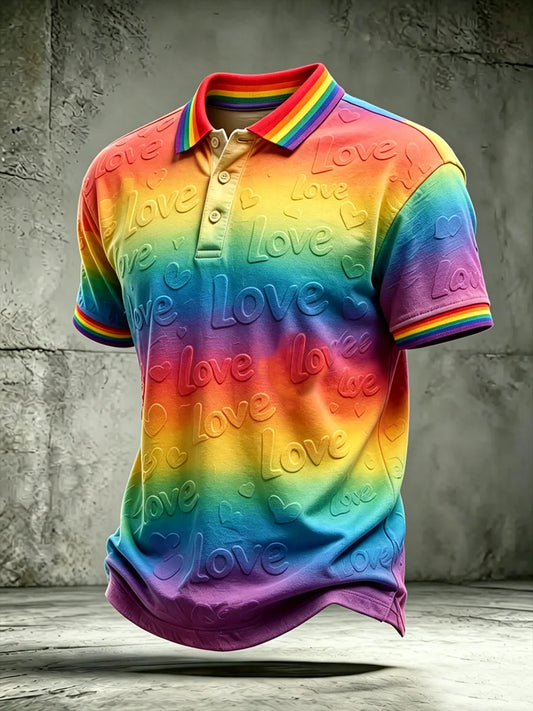 Men's LGBT Pride Month  Love is Love Rainbow Art Short Sleeve Top
