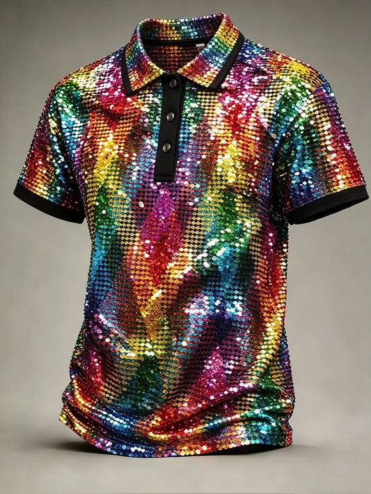 Men's Pride Month Rainbow Art Printed Short Sleeve Top