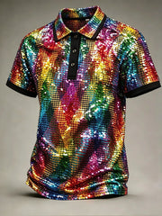 Men's Pride Month Rainbow Art Printed Short Sleeve Top