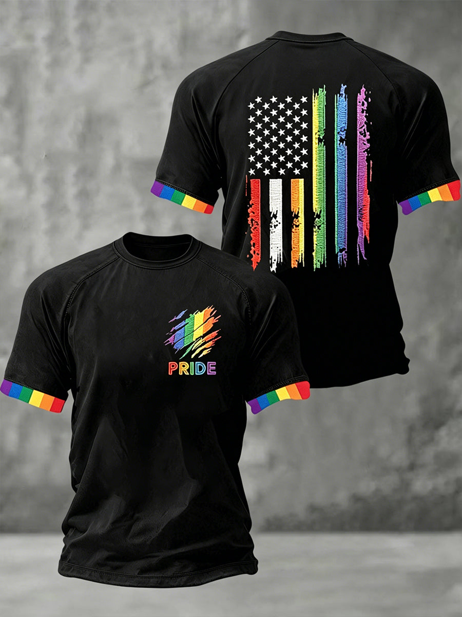 Men's LGBT Rainbow Month Rainbow Flag Art Print Short Sleeve T-shirt