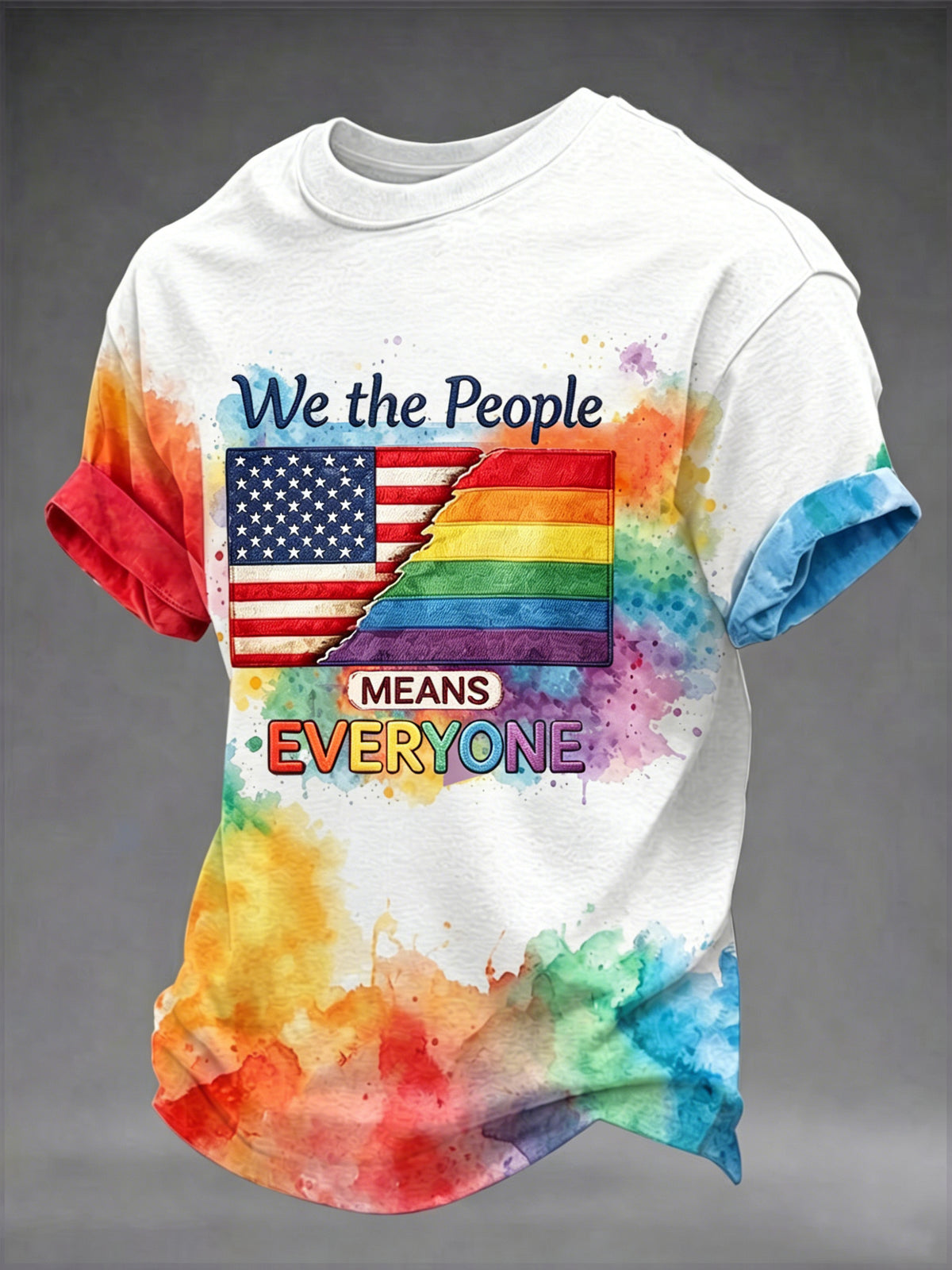 Men's Pride Month 'We The People Means Everyone' Printed Short Sleeve T-shirt