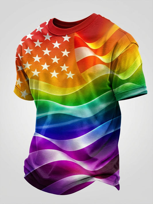 Men's Pride Month Rainbow Flag Printed Short Sleeve T-shirt