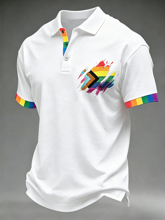 Men's Pride Month Rainbow Flag Printed Short Sleeve Top