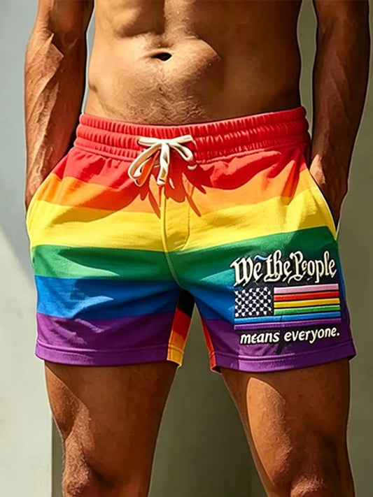 Men's Pride Month Print Casual Shorts