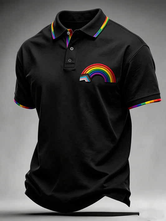 Men's Pride Month Rainbow Flag Printed Short Sleeve Top