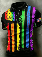 Men's Pride Month Rainbow Flag Printed Short Sleeve Top