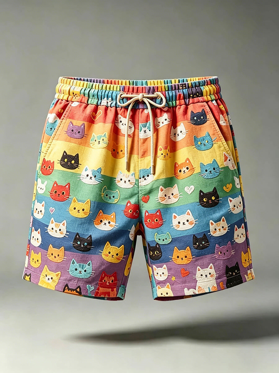 Men's Pride Month Rainbow Art Printed Shorts