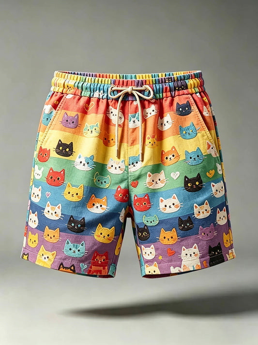 Men's Pride Month Rainbow Art Printed Shorts