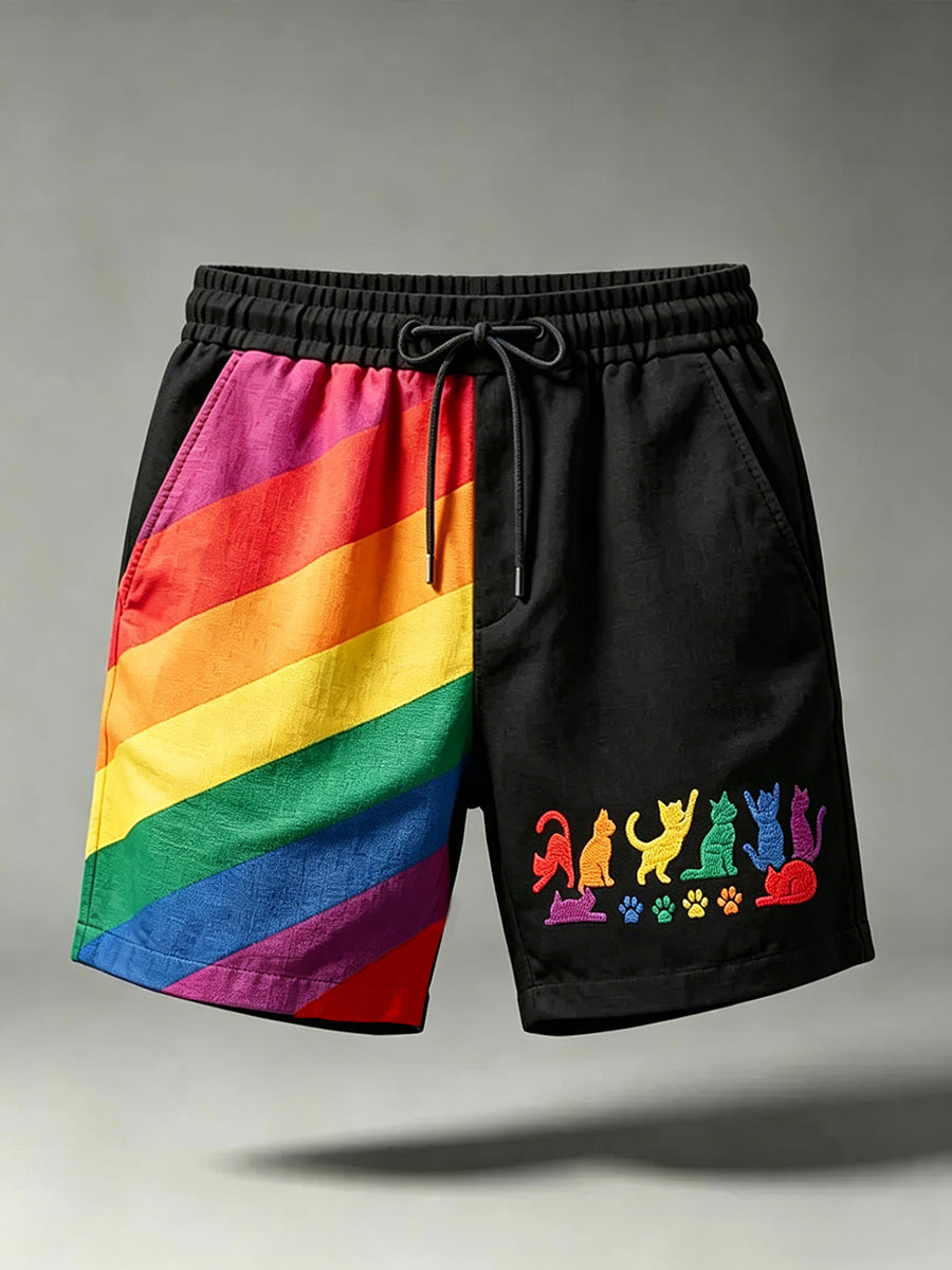 Men's Pride Month Rainbow Art Printed Shorts