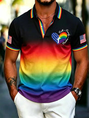 Men's Pride Month Rainbow Art Printed Short Sleeve Top