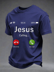 Men's Funny Christian Jesus Calling Print Casual Tee