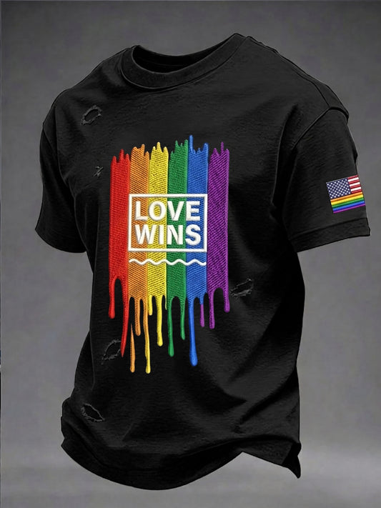 Men's Pride Month Love Wins Printed Short Sleeve T-shirt