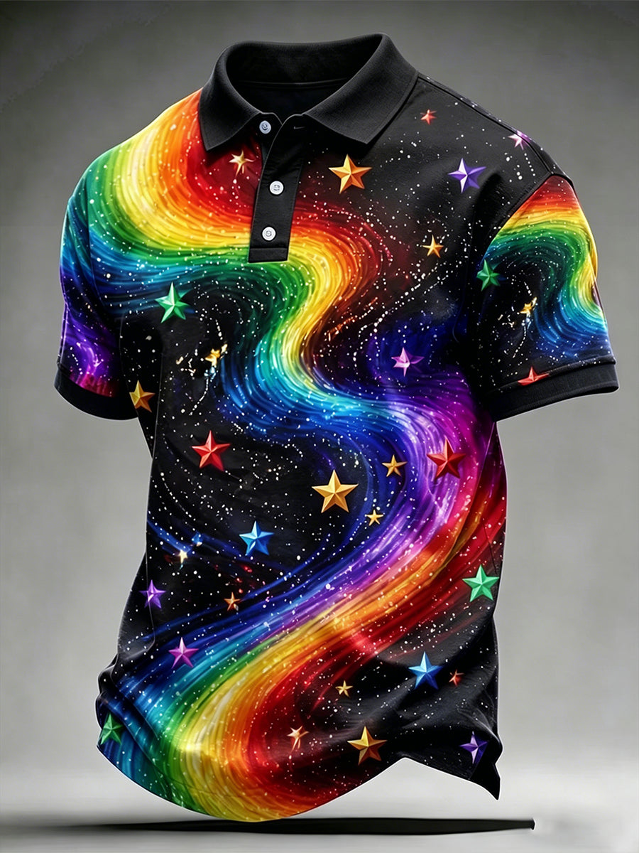 Men's Pride Month Rainbow Art Printed Short Sleeve Top