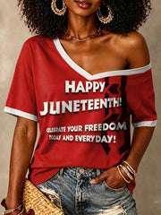 Women's Juneteenth Print Short Sleeve T-shirt
