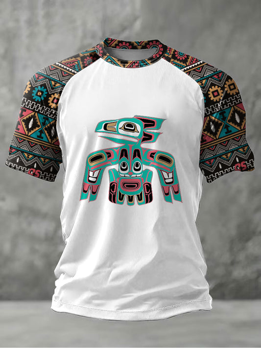 Men's Indigenous Totem Art Print Casual T-Shirt