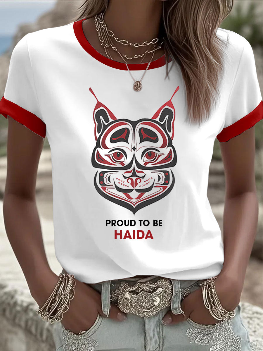 Women's Indigenous Totem Art Print Casual T-Shirt