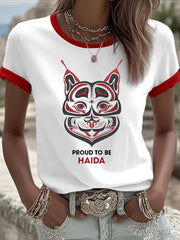 Women's Indigenous Totem Art Print Casual T-Shirt