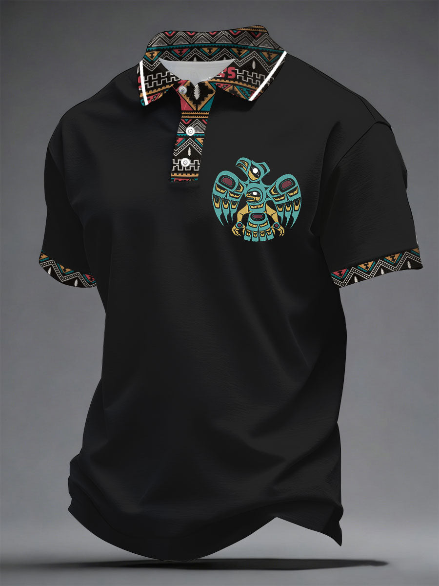 Men's Indigenous Totem Art Print Casual Shirt