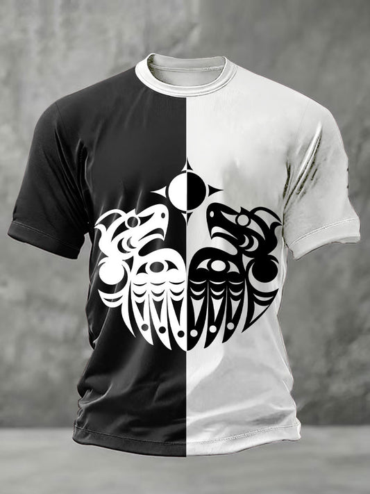 Men's Indigenous Totem Art Print Casual T-Shirt