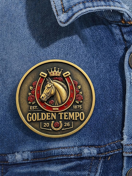 Unisex Golden Tempo Champion 2026 Print Brooch