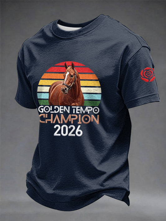 Men's Golden Tempo Print Casual T-Shirt