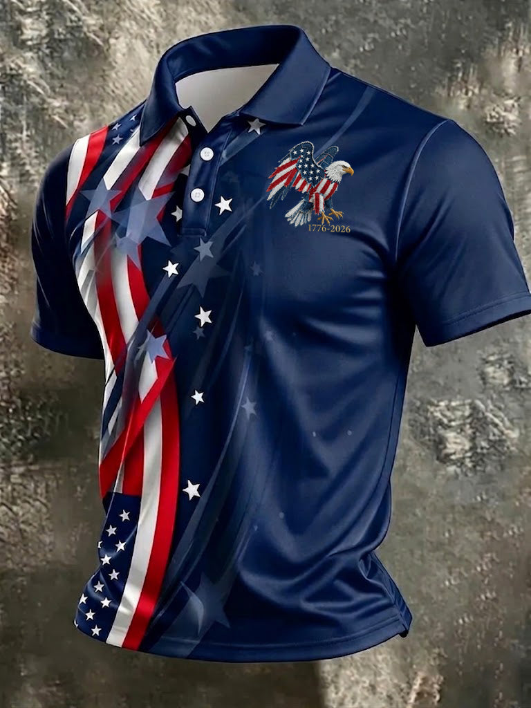 Men's America Flag Eagle Printed Shirt