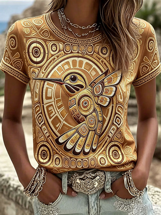 Women's Native Hummingbird Art Print T-Shirts