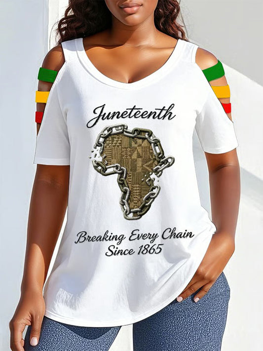 Women's Juneteenth Breaking Every Chain Since 1865 Print T-Shirt
