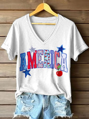 Women's America V-Neck T-Shirt