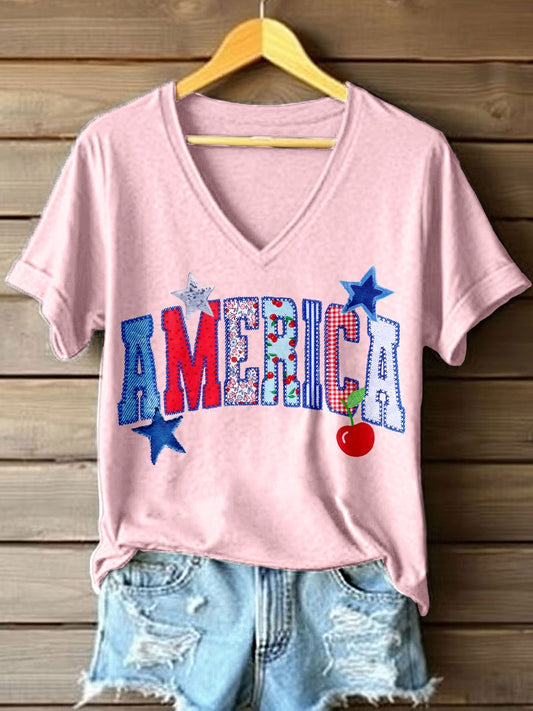 Women's America V-Neck T-Shirt