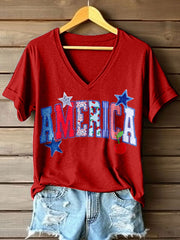 Women's America V-Neck T-Shirt